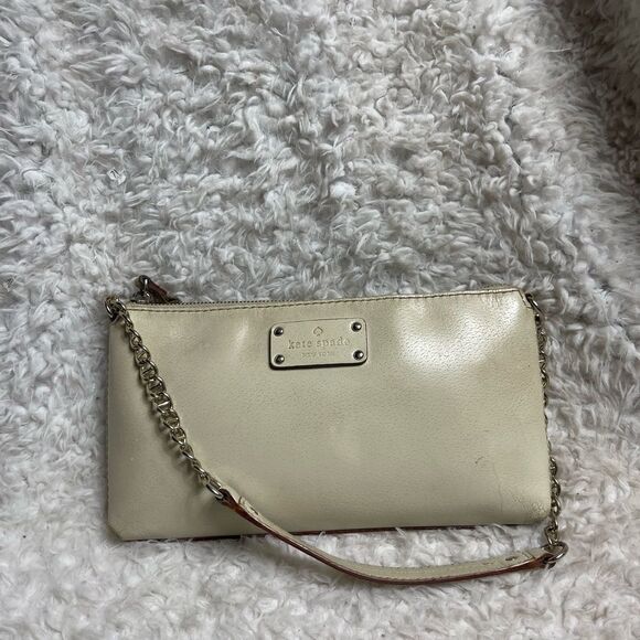 Kate Spade New York Leather Beige Chain-Link small Shoulder Bag - Picture 3 of 12